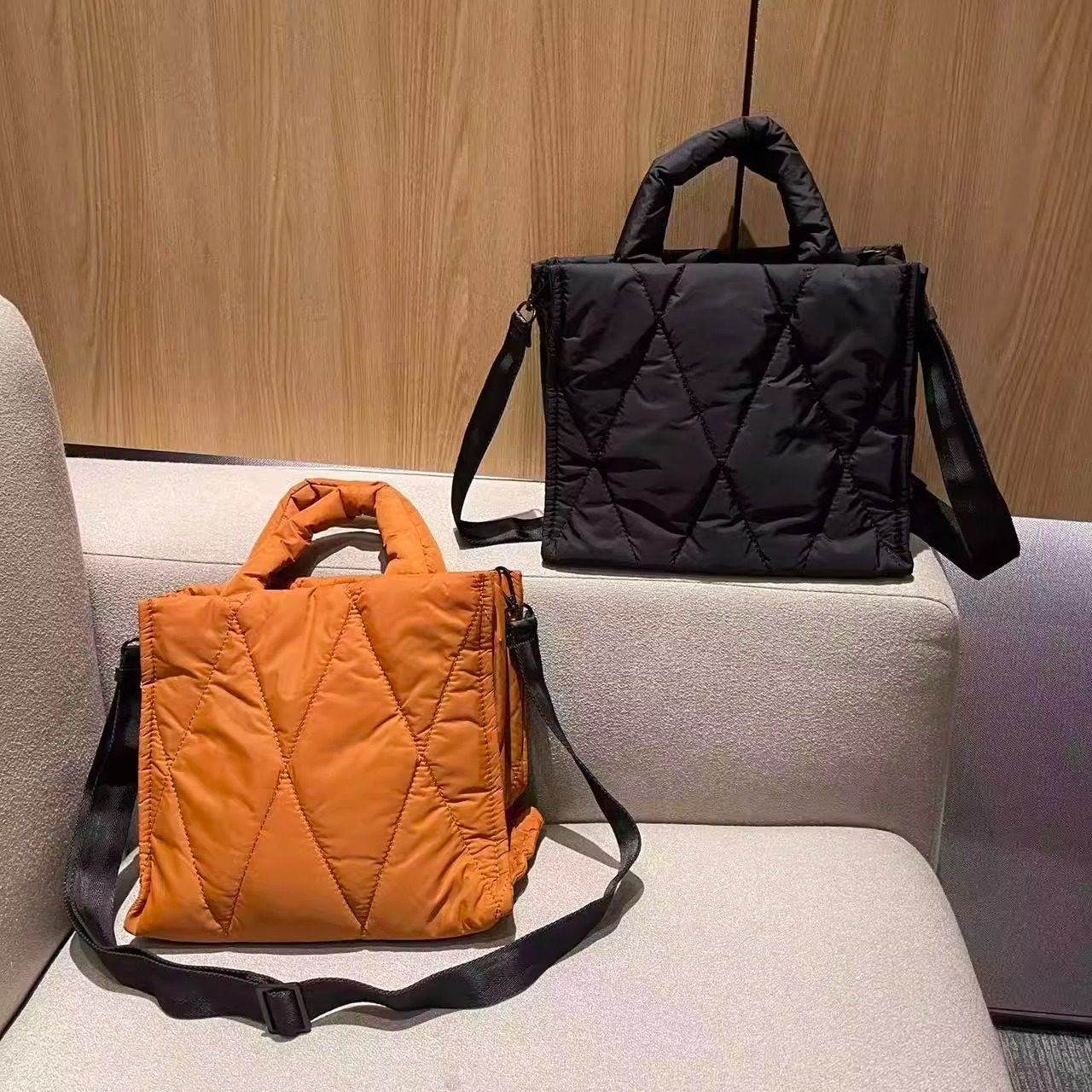 韩版日系简约新款绗缝菱格羽绒小方包女轻便手提斜挎包休闲单肩包,箱包皮具/热销女包/男包,小方包,淘宝优惠券,粉丝福利购,淘宝优惠卷