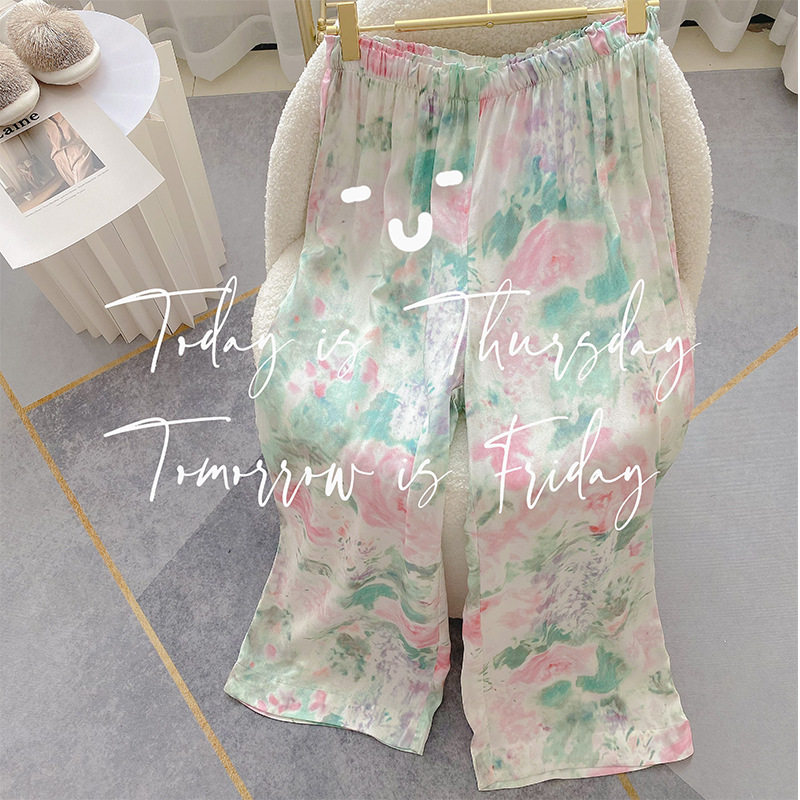 仙女系人棉贡缎春秋薄款绵绸情侣睡裤宽松阔腿长裤抖抖裤家居裤女,女士内衣/男士内衣/家居服,睡裤/家居裤,淘宝优惠券,粉丝福利购,淘宝优惠卷