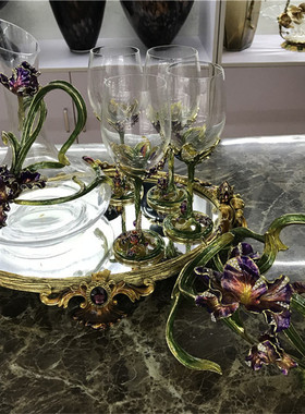 罗比罗丹商场品牌专卖珐琅幸福鸢尾红酒套装葡萄酒欧式客厅酒柜