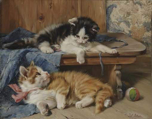 装饰画无框画 可爱萌宠猫咪油画 喷绘术画芯油画布儿童房墙画D06A图片