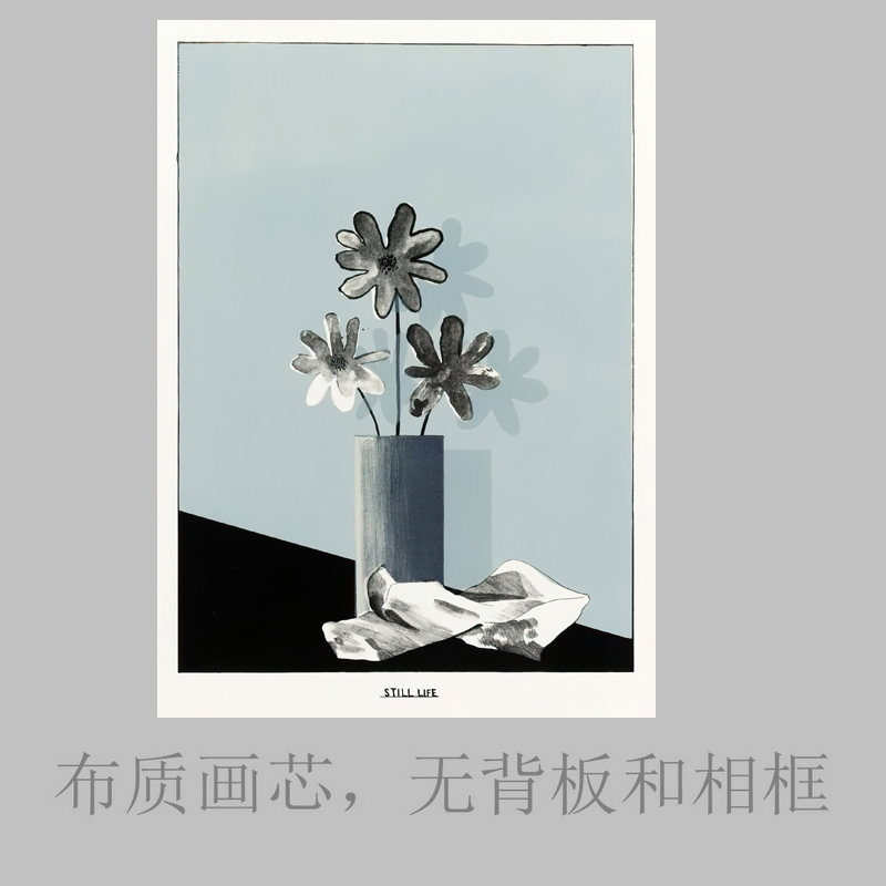 轻奢客厅沙发背景墙装饰画无框画北欧油画布餐厅花卉画芯喷绘K01图片