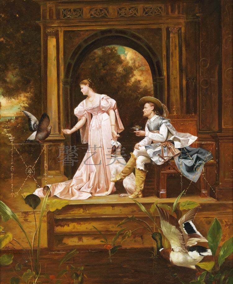 欧式风格宫廷人物喷绘油画 客厅卧室装饰画 厂家直画芯275