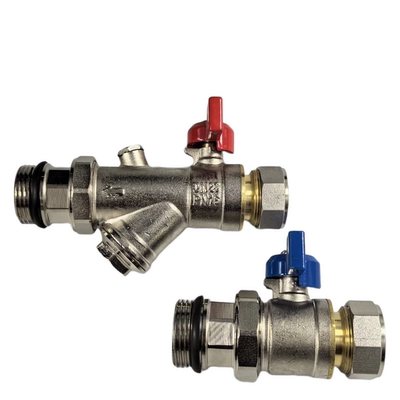 地暖分水器套阀地热专用铝塑卡套过滤器阀门进水阀回水阀全铜球阀