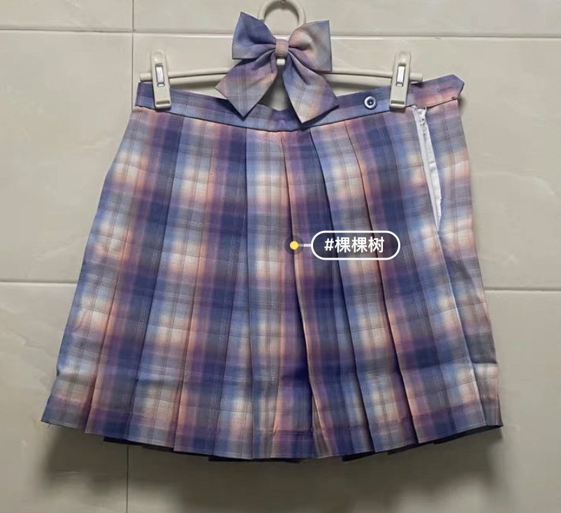 棵棵树品牌 女童初秋百褶裙格子半身裙 时尚亲子装短裙 有微瑕