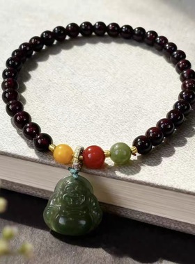 天然石榴石和田玉手串C3353（15元优先发货）