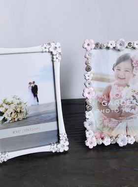 出口日本Ladonna6寸7寸8寸10寸水钻相框金属摆台礼物轻奢婚纱照粉