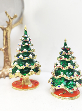 圣诞节创意装饰摆件小礼物首饰盒珐琅彩摆件装饰品首饰收纳