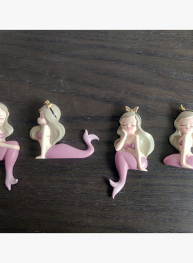 美人鱼开关贴卡通童话创意墙面可爱儿童房树脂插座装饰贴立体现代