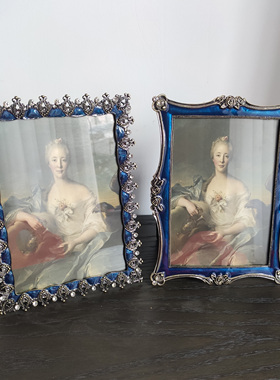 外贸美式克莱因蓝七寸十寸金属相框摆台水钻欧式轻奢创意电视柜