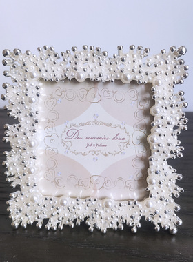 出口日本精致珍珠球金属玻璃相框3寸5寸6寸7寸轻奢婚照礼物