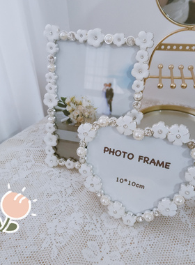 出口日本Ladonna4寸6寸8寸水钻相框金属爱心摆台轻奢婚照高级感粉
