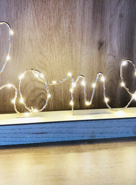 ins金色铁艺夜灯摆件love元素home字母灯床头灯北欧简约创意礼物