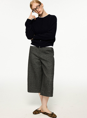 buy me a Friday 斜纹羊毛呢基础休闲直筒八分裤