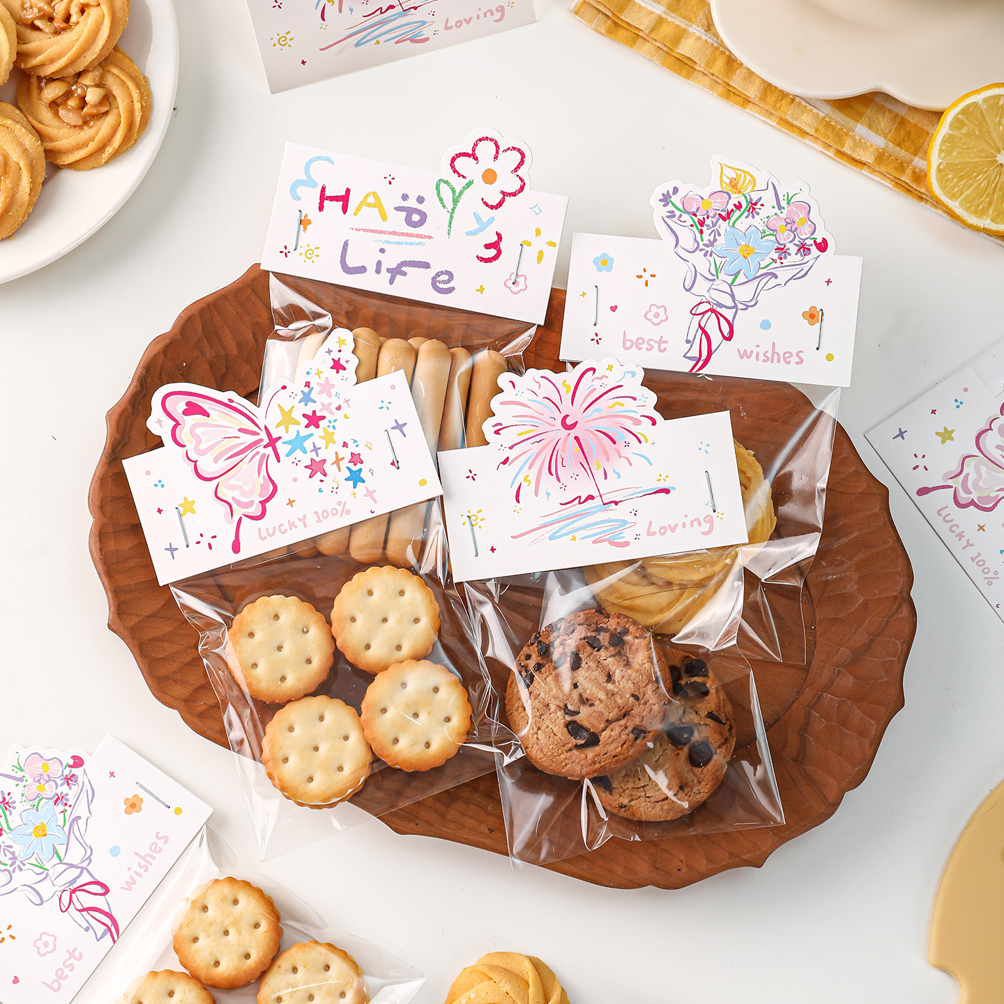 饼干卡头包装袋牛轧糖果雪花酥曲奇司康糯米船透明小袋子烘焙专用