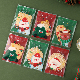 圣诞节饼干包装 袋曲奇雪花酥牛轧糖果糖霜烘焙透明机封独立礼品盒
