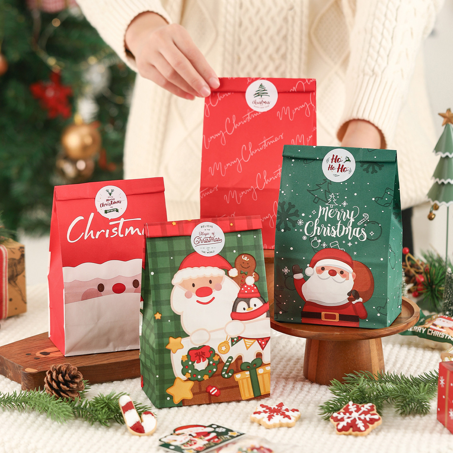 圣诞节礼品袋平口打包袋子
