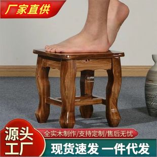 香柏木换鞋凳家用四方凳子正方形耐用榫卯复古虎脚凳凳子实木凳子