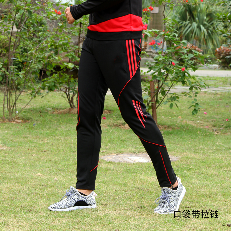 修身显瘦收小腿轮滑训练裤口袋有拉链跑步运动长裤男女速干足球裤