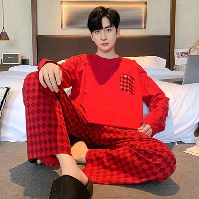 本命年睡衣男士100%纯棉春秋季