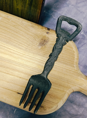 中古设计师款孤品铸铁材质雕花叉子装饰摆件