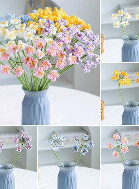 手工编织成品小花束仿真花毛线针织花束假花编织节日仿真花KE0546