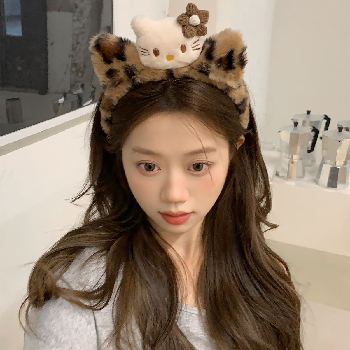 可爱豹纹猫咪毛绒发箍居家少女洗脸头箍化妆敷面膜压发发卡发