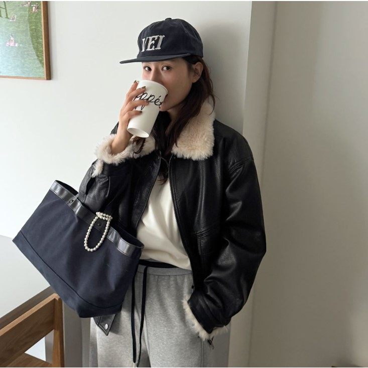 冬季新款韩国代购流行时尚简单百搭纯色休闲风舒适保暖毛领短外套