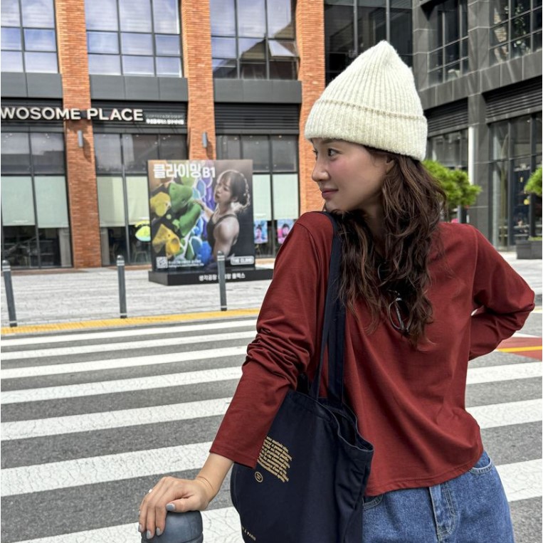 My girl秋季新款韩国代购休闲风百搭流行简单实用百搭纯色长袖T恤