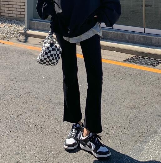 春季女装韩国代购Lylon简约个性开叉舒适微喇显瘦百搭休闲裤现