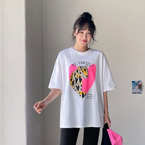 My girl夏季新款韩国代购流行时尚字母简单舒适显瘦休闲风短袖T恤