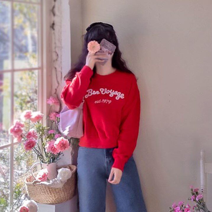 My girl春季新款韩国代购淑女风甜美简约流行百搭字母套头卫衣