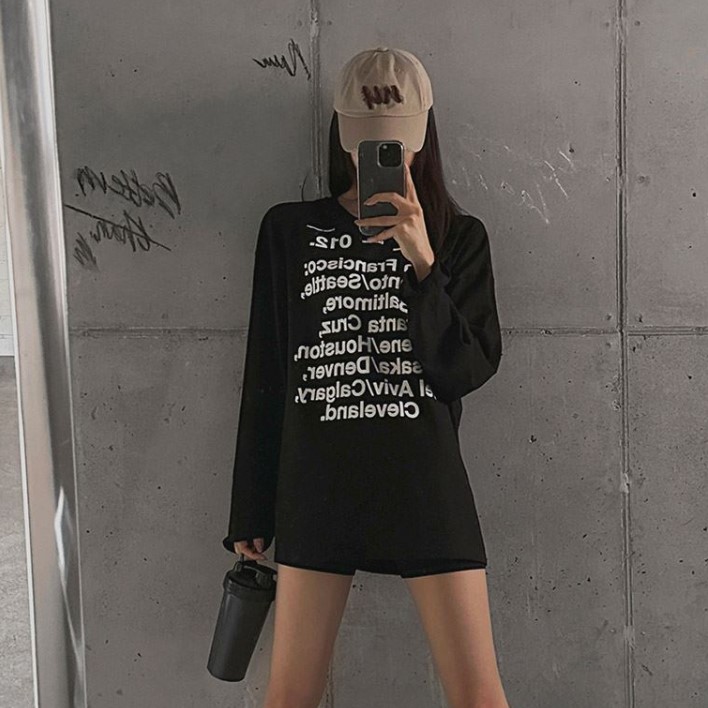 My girl秋季新款韩国代购时尚流行舒适简约休闲风百搭长袖圆领T恤