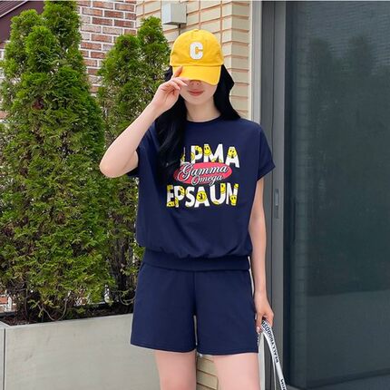 My girl夏季新款韩国代购流行时尚百搭简单舒适显瘦休T恤短袖套装