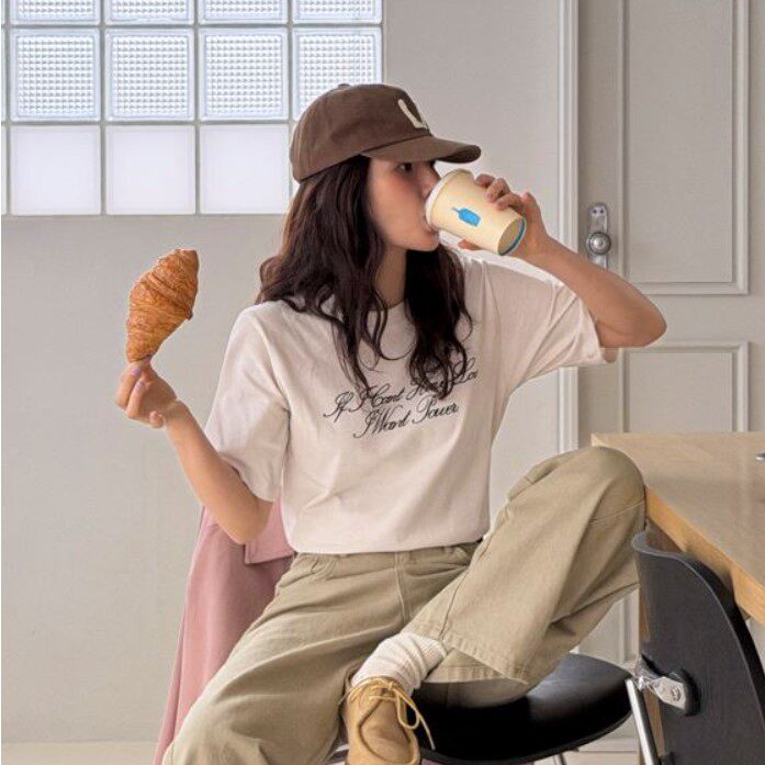 My girl春季新款韩国代购简约风流行字母百搭时尚舒适显瘦短袖T恤