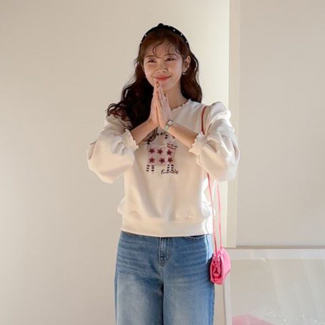 My girl春季新款韩国代购淑女风甜美简约流行百搭可爱套头卫衣