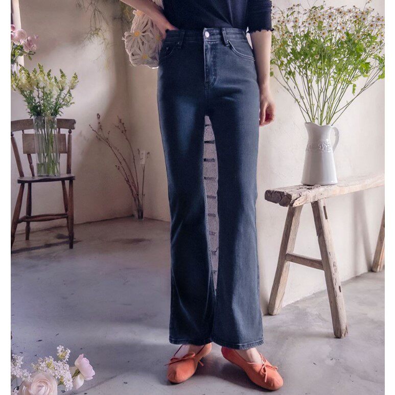 My girl春季新款韩国代购流行淑女风甜美简约百搭显瘦牛仔长裤