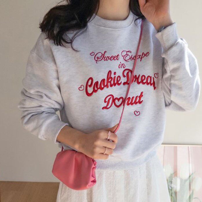 My girl春季新款韩国代购淑女风甜美简约流行字母显瘦套头卫衣