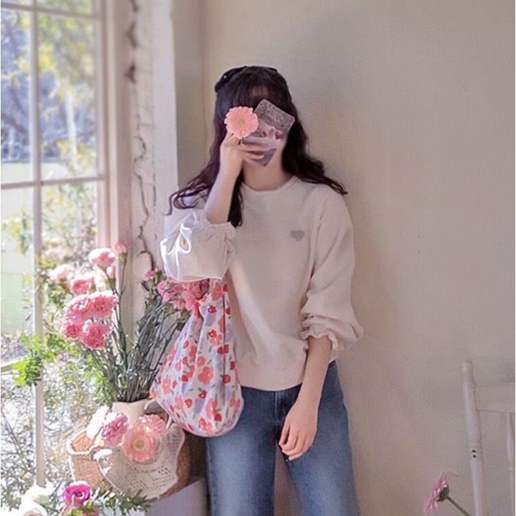 My girl春季新款韩国代购淑女甜美简约流行百搭可爱显瘦套头卫衣