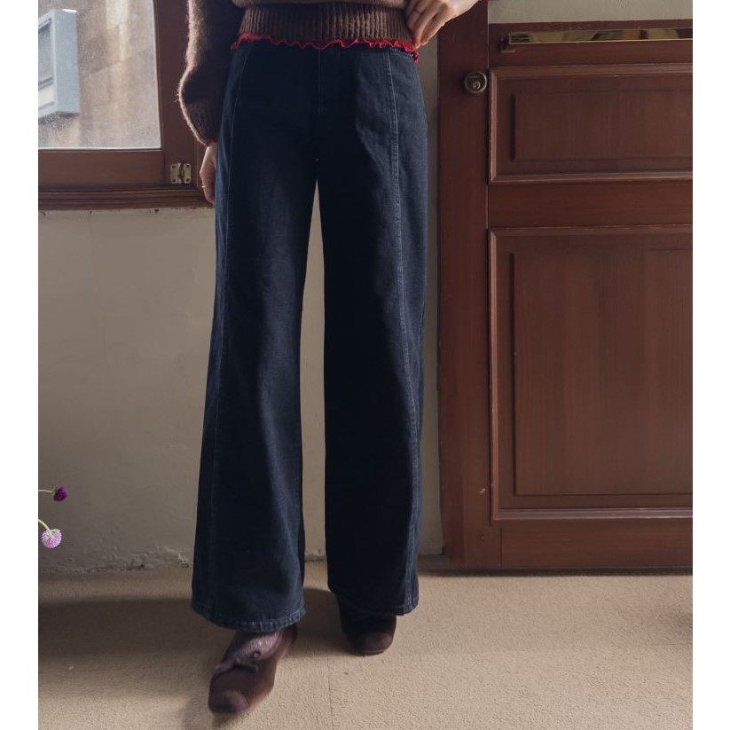 My girl冬季新款韩国代购流行时尚舒适百搭甜美淑女气质牛仔长裤