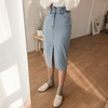 2019 Spring New products Women's wear Uptownholic the republic of korea quality goods Agency purchase Split ends bow cowboy skirt