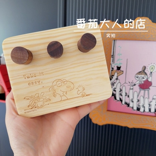 现货！日本带回史努比绝版实木磁吸玄关挂钩钥匙挂架可爱家居用品