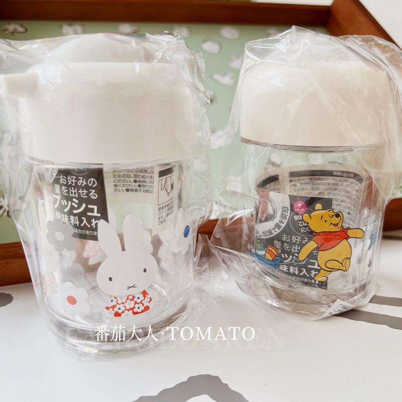 现货日本制造米菲维尼熊噗噗可爱卡通透明树脂酱油瓶调味料醋瓶