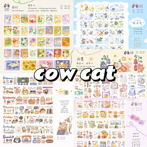 cowcat逛街啦一周好天气许愿日付胶带分装和纸pet可爱猫猫猫咪