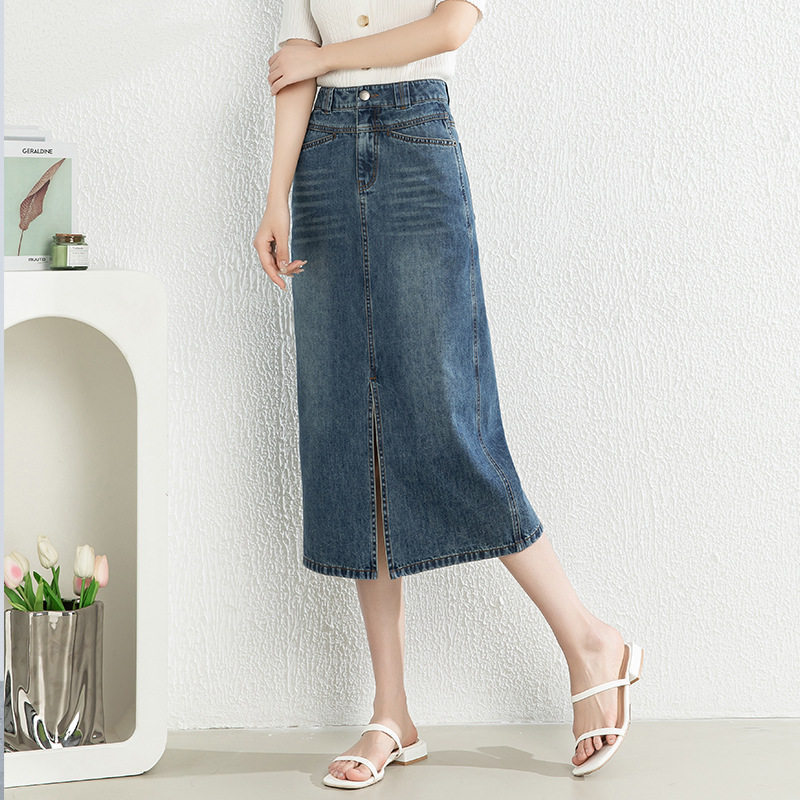宾利酷堡女裤女大码韩版A字牛仔裙女2026年夏开叉宽松半身裙高腰