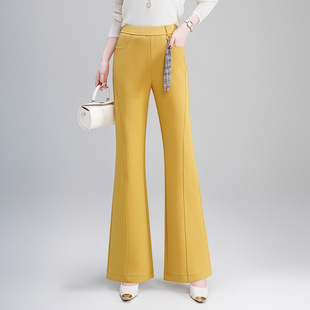 宾利酷堡女裤女垂感长款喇叭裤松紧高腰长裤气质优雅女装春装新款