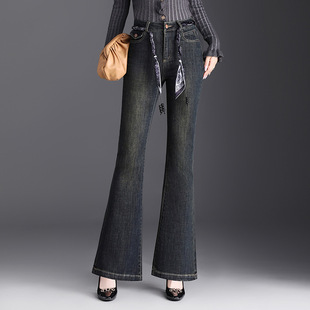 宾利酷堡女裤女时尚微喇叭牛仔裤女2025年秋季新款修身显瘦时髦鱼