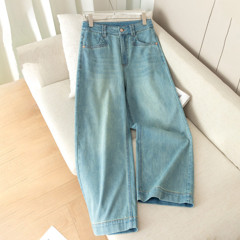 宾利酷堡女裤女2026年夏季薄款浅色九分牛仔直筒裤女宽松韩版垂感