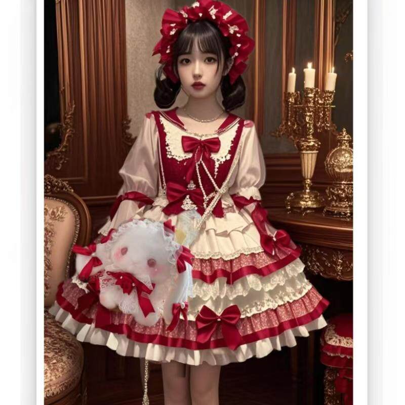 原创手作洛丽塔兔子玩偶包包红花嫁jsk公主古早感Lolita斜挎手提