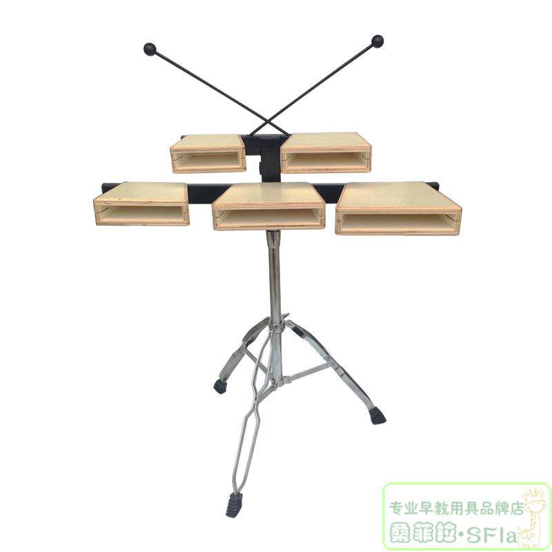 精品带架5音梆子五音响筒专业奥尔夫打击乐器早教幼儿园音乐教具