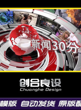 3D旋转三维地球环绕屏幕新闻联播军事财经栏目包装AE模版片头素材